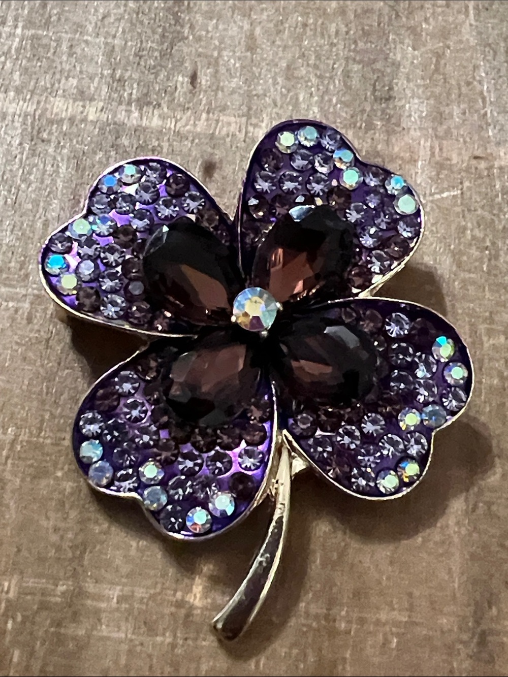 3/$18 Purple Crystal Flower Brooch - Elegant Women's Jewelry Lot 463
